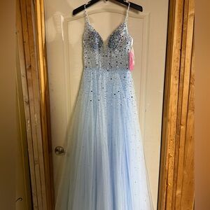JVN by Jovani Sparkling Blue Gown